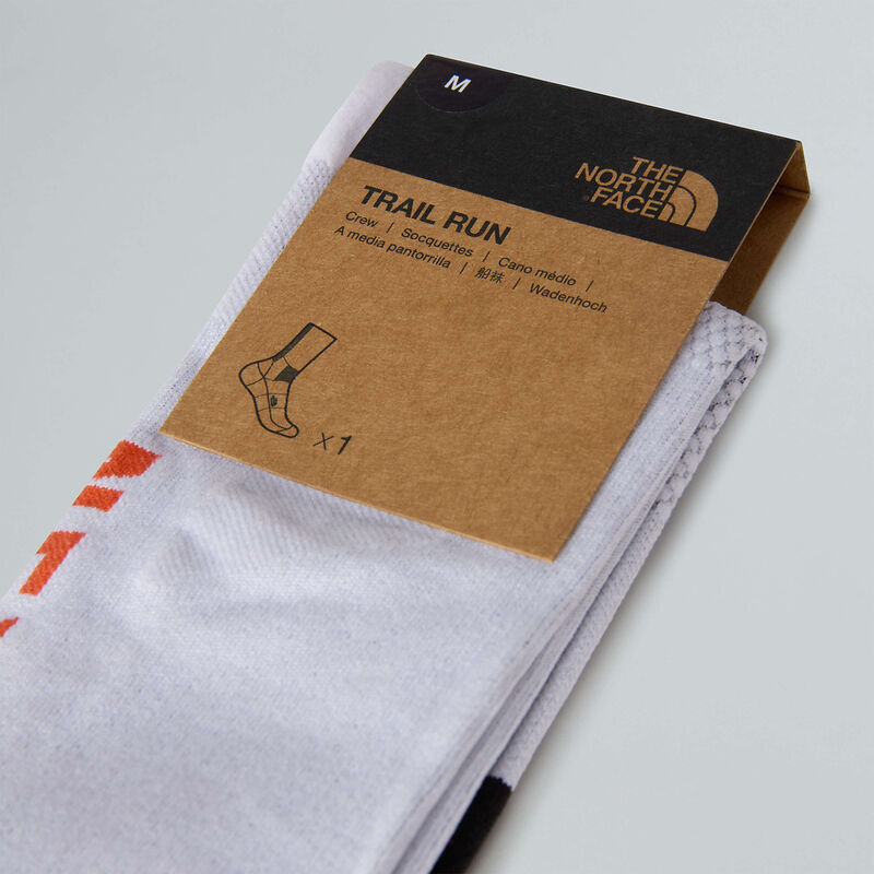 Never Stop Trail Run Crew Socks, TNF WHITE-ACRYLIC ORANGE, hi-res image number 3